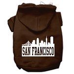 San Francisco Skyline Screen Print Pet Hoodies (Color/Size: Brown Size Med)