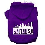 San Francisco Skyline Screen Print Pet Hoodies (Color/Size: Purple Size Med)