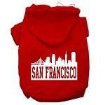 San Francisco Skyline Screen Print Pet Hoodies (Color/Size: Red Size Med)