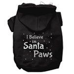Screenprint Santa Paws Pet Hoodies (Color/Size: Black Size Lg)