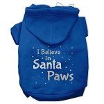 Screenprint Santa Paws Pet Hoodies (Color/Size: Blue Size Lg)