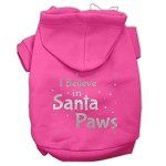 Screenprint Santa Paws Pet Hoodies (Color/Size: Bright Pink Size Lg)