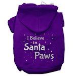 Screenprint Santa Paws Pet Hoodies (Color/Size: Purple Size Lg)