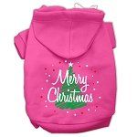 Scribbled Merry Christmas Screenprint Pet Hoodies (Color/Size: Bright Pink Size M)