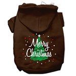 Scribbled Merry Christmas Screenprint Pet Hoodies (Color/Size: Brown Size M)