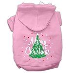 Scribbled Merry Christmas Screenprint Pet Hoodies (Color/Size: Light Pink Size M)