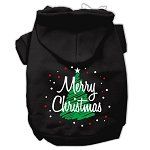 Scribbled Merry Christmas Screenprint Pet Hoodies (Color/Size: Black Size L)