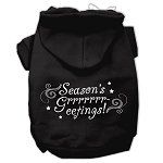 Seasons Greetings Screen Print Pet Hoodies (Color/Size: Black Size L)