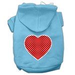 Red Swiss Dot Heart Screen Print Pet Hoodies (Color/Size: Baby Blue Size Lg)