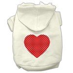 Red Swiss Dot Heart Screen Print Pet Hoodies (Color/Size: Cream Size L)