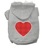 Red Swiss Dot Heart Screen Print Pet Hoodies (Color/Size: Grey Size Med)
