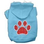 Red Swiss Dot Paw Screen Print Pet Hoodies (Color/Size: Baby Blue Size Med)