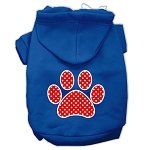 Red Swiss Dot Paw Screen Print Pet Hoodies (Color/Size: Blue Size Med)