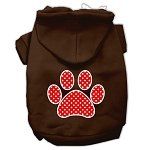 Red Swiss Dot Paw Screen Print Pet Hoodies (Color/Size: Brown Size Med)