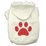 Red Swiss Dot Paw Screen Print Pet Hoodies (Color/Size: Cream Size L)