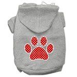 Red Swiss Dot Paw Screen Print Pet Hoodies (Color/Size: Grey Size Med)