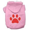 Red Swiss Dot Paw Screen Print Pet Hoodies