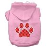 Red Swiss Dot Paw Screen Print Pet Hoodies