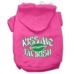 Kiss Me I'm Irish Screen Print Pet Hoodies (Color/Size: Bright Pink Size Lg)