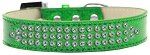 Three Row AB Crystal Ice Cream Dog Collar (Color/Size: Emerald Green Size 14)