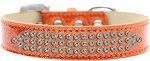 Three Row AB Crystal Ice Cream Dog Collar (Color/Size: Orange Size 14)