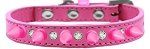 Crystal and Bright Pink Spikes Dog Collar (Color/Size: Bright Pink Size 14)