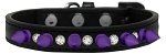 Crystal and Purple Spikes Dog Collar (Color/Size: Black Size 14)