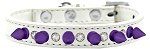 Crystal and Purple Spikes Dog Collar (Color/Size: White Size 14)