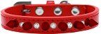 Crystal and Red Spikes Dog Collar (Color/Size: Red Size 14)