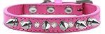 Crystal and Silver Spikes Dog Collar (Color/Size: Bright Pink Size 14)