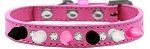 Crystal with Black, White and Bright Pink Spikes Dog Collar (Color/Size: Bright Pink Size 14)