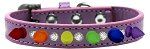 Crystal with Rainbow Spikes Dog Collar (Color/Size: Lavender Size 14)