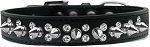 Double Crystal and Silver Spikes Dog Collar (Color/Size: Black Size 16)
