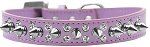 Double Crystal and Silver Spikes Dog Collar (Color/Size: Lavender Size 16)