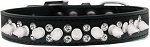 Double Crystal and White Spikes Dog Collar (Color/Size: Black Size 16)