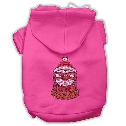 Hipster Penguin Rhinestone Dog Hoodie (Color/Size: Bright Pink S)