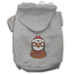 Hipster Penguin Rhinestone Dog Hoodie (Color/Size: Grey S)
