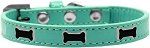 Black Bone Widget Dog Collar (Color/Size: Aqua Size 18)