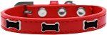 Black Bone Widget Dog Collar (Color/Size: Red Size 18)