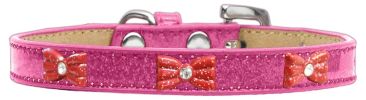 Red Glitter Bow Widget Dog Collar