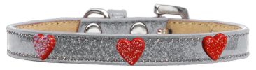 Red Glitter Heart Widget Dog Collar