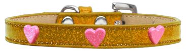 Pink Glitter Heart Widget Dog Collar