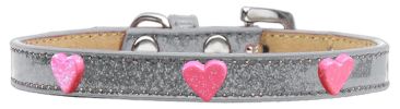 Pink Glitter Heart Widget Dog Collar