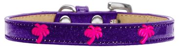 Pink Palm Tree Widget Dog Collar