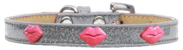 Pink Glitter Lips Widget Dog Collar