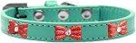 Red Glitter Bow Widget Dog Collar (Color/Size: Aqua Size 16)