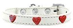 Red Glitter Heart Widget Dog Collar (Color/Size: White Size 16)