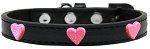 Pink Glitter Heart Widget Dog Collar (Color/Size: Black Size 16)