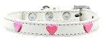 Pink Glitter Heart Widget Dog Collar (Color/Size: White Size 16)