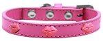 Pink Glitter Lips Widget Dog Collar (Color/Size: Bright Pink Size 16)